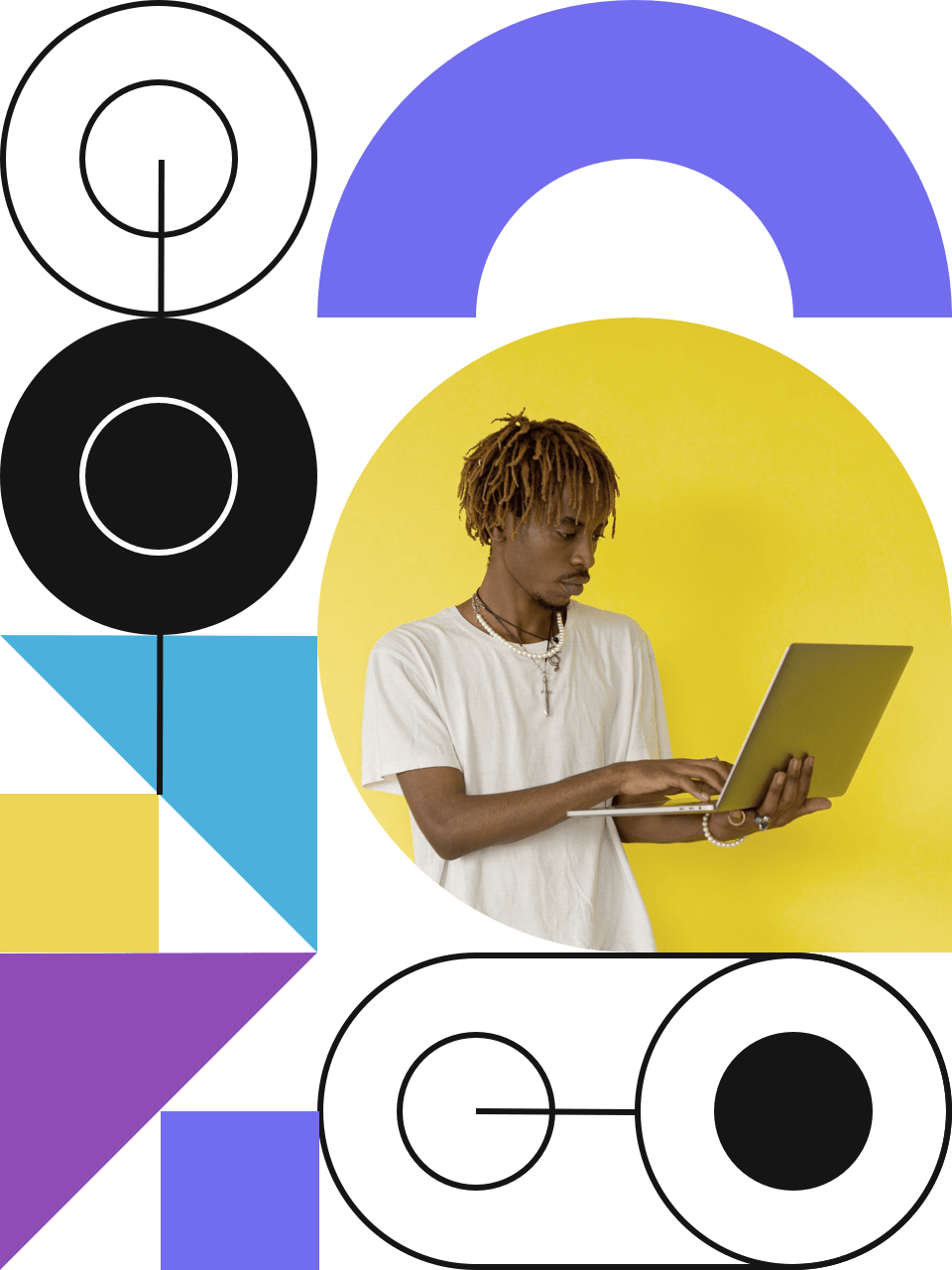 african-american man holding a laptop